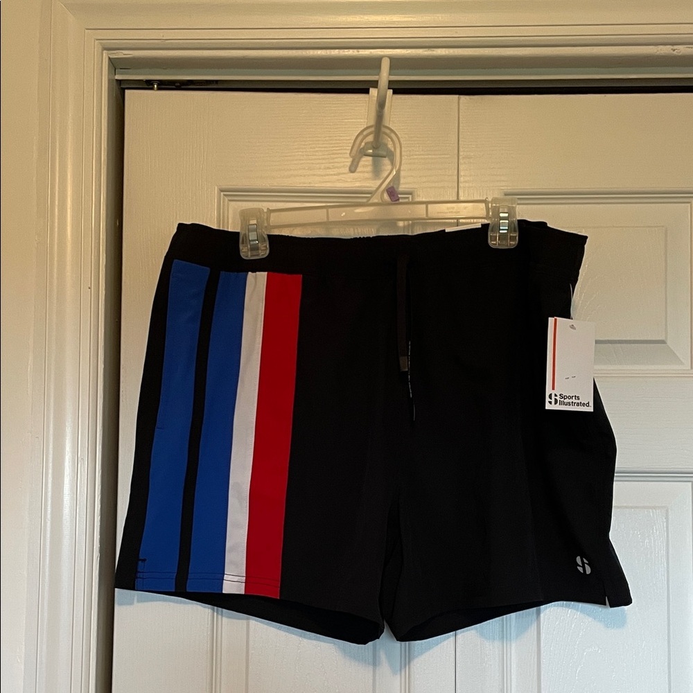 NWT Men’s L Sports Illustrated swim trunks 2 front/1 back zip pocket patriotic